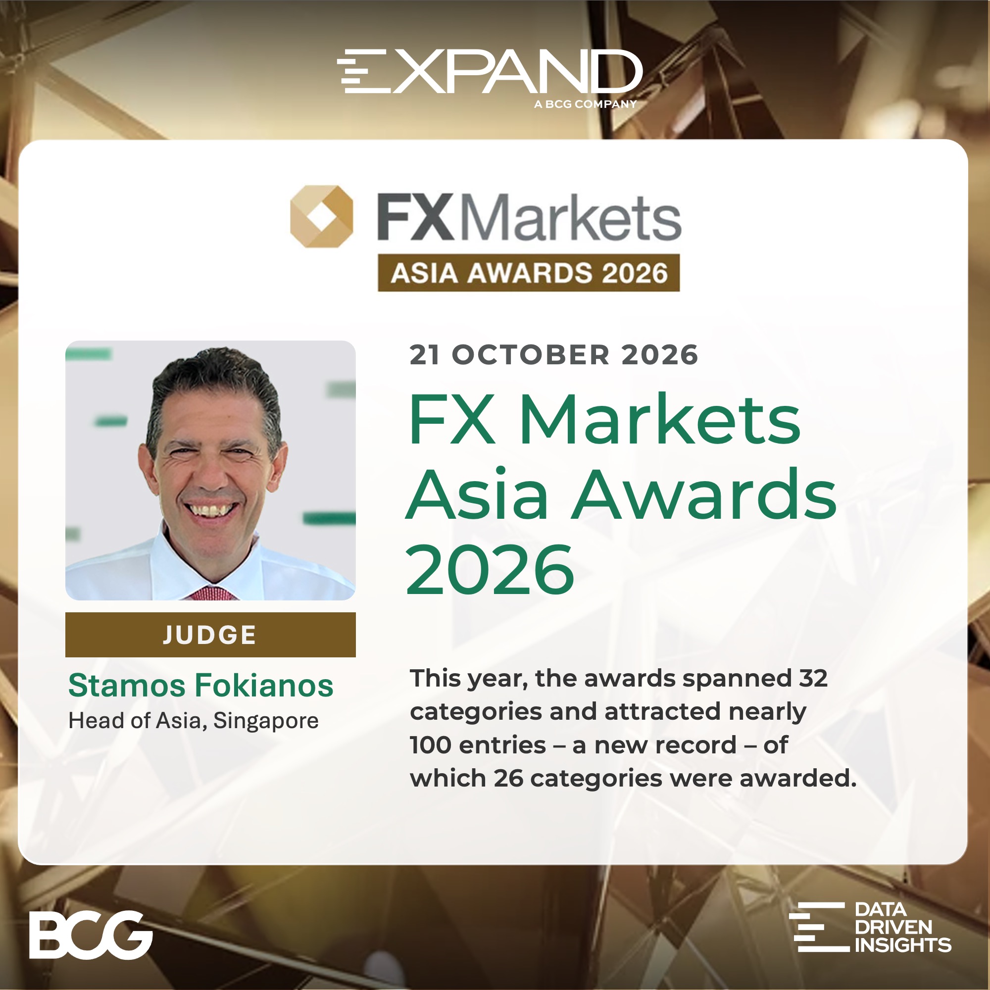 Stamos Fokianos, Managing Director and Head of Asia at BCG Expand, judge at the FX Markets Asia Awards 2026